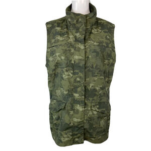 Eddie Bauer Shirt Womens Sz L Camo Sleeveless‎ Hiking Full Zip Snaps Lightweight